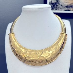 Vintage 1980’s Rare Givenchy Signed Modernist Gold Torque Collar Necklace